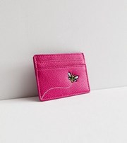New Look Bright Pink Leather-Look Bee Trail Card Holder
